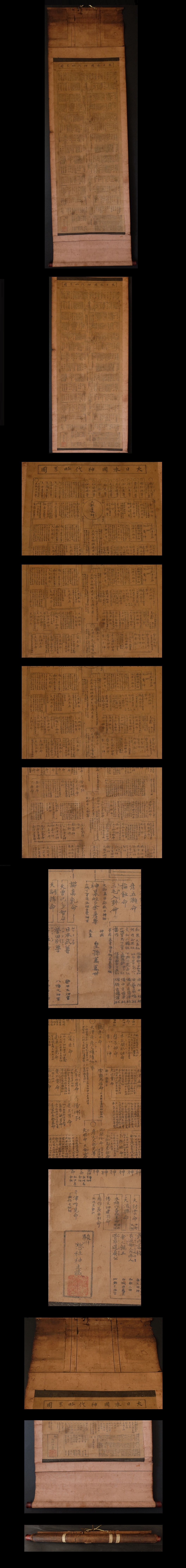 【直販直営】日本・掛軸　大日本国神代略系図 書画 176 掛軸